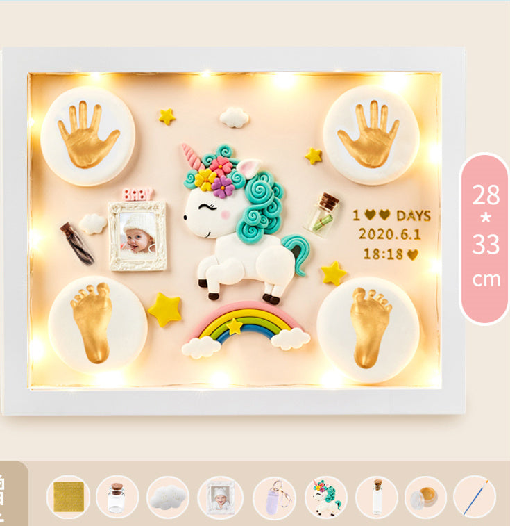 Baby Hand And Foot Print Mud Lanugo Souvenir Photo Frame