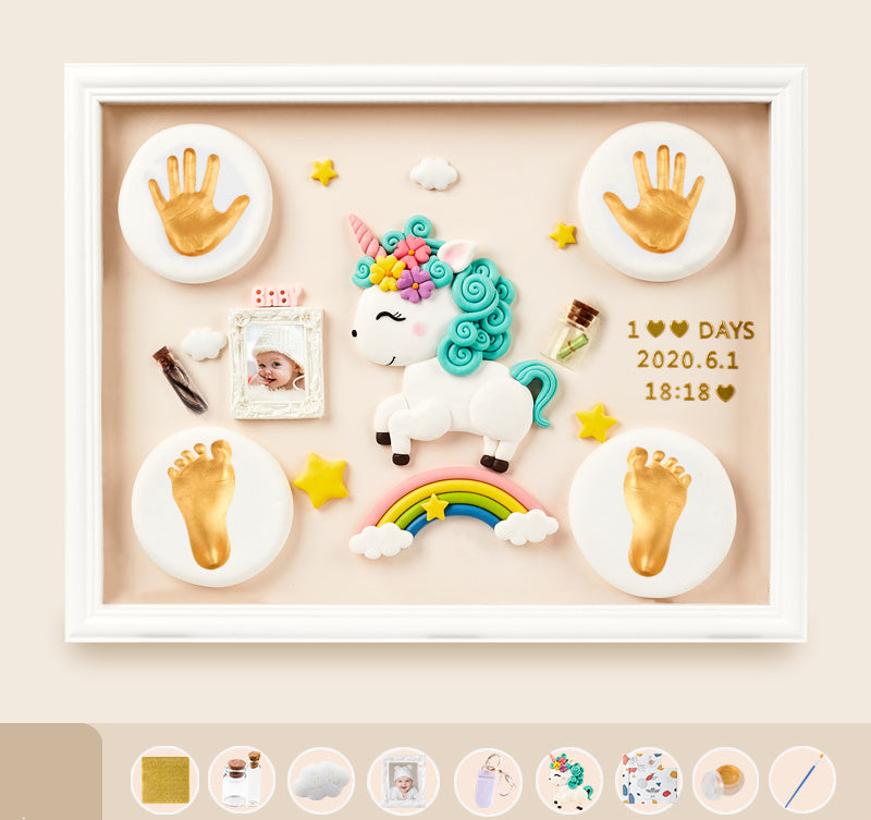 Baby Hand And Foot Print Mud Lanugo Souvenir Photo Frame