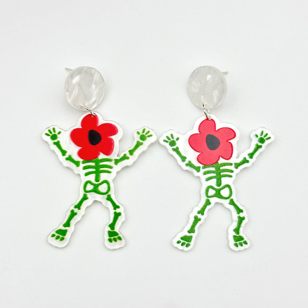 Halloween Day Ornament Colorful Ghost Eyes Funny Acrylic Earrings For Women