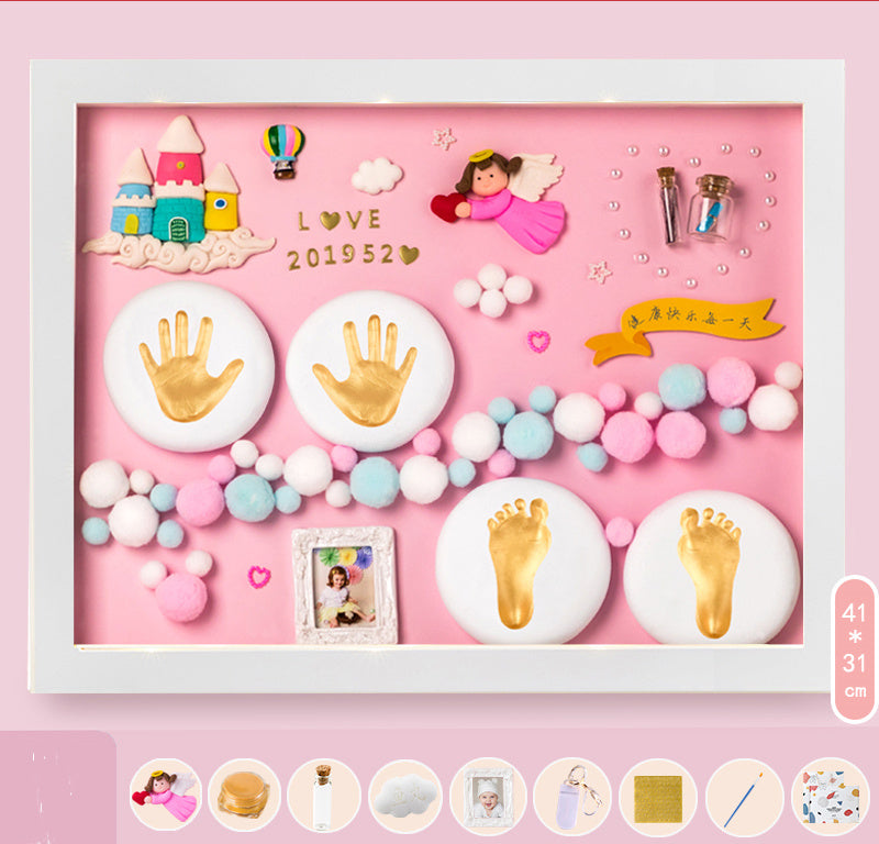 Baby Hand And Foot Print Mud Lanugo Souvenir Photo Frame